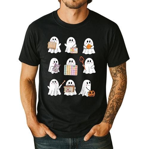 Ghost Speech Therapy Teacher Spooky Season Halloween Men's Casual T-Shirt - teacherstshirts.com UK
