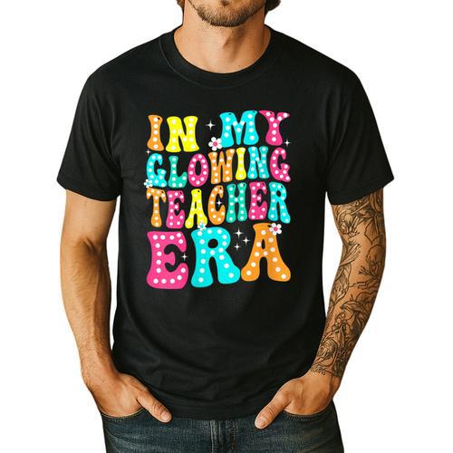 In My Glowing Teacher Era Groovy Colorful Bright Men's Casual T-Shirt - teacherstshirts.com