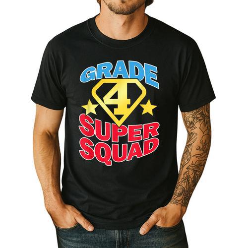 Grade 4 Super Squad Superhero Teacher Team Men's Casual T-Shirt - teacherstshirts.com AU
