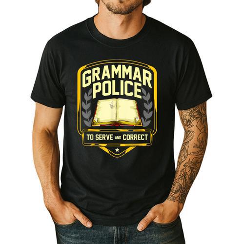 Grammar Police To Serve And Correct English Teacher Men's Casual T-Shirt - teacherstshirts.com