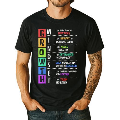 Growth Mindset Positive Motivational Classroom Teacher Learn Men's Casual T-Shirt - teacherstshirts.com AU