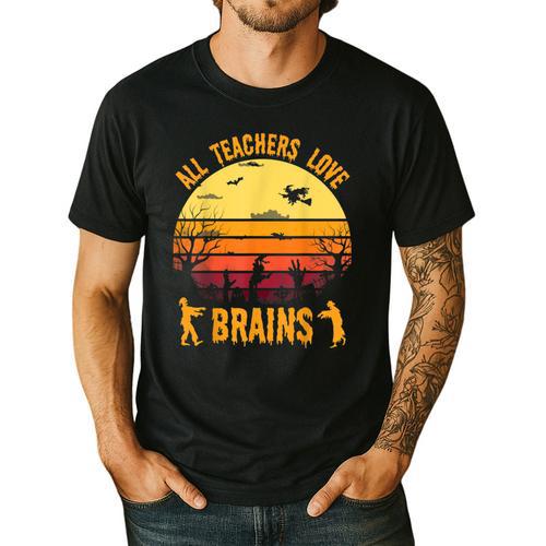 Halloween Costume Teacher Love Brains Zombie Men's Casual T-Shirt - teacherstshirts.com AU