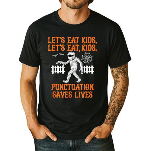 Halloween Lets Eat Kids Punctuation Teacher Men's Casual T-Shirt - teacherstshirts.com UK