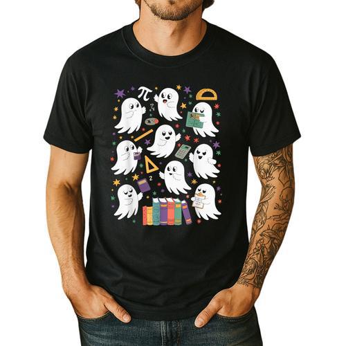 Halloween Math Teacher Ghost Math Teacher Spooky Halloween Men's Casual T-Shirt - teacherstshirts.com AU