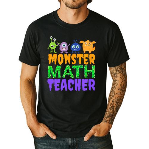 Halloween Monster Math Teacher Men Women Men's Casual T-Shirt - teacherstshirts.com