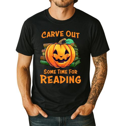 Halloween Teacher Librarian Pumpkin Reading Books Men Women Kids Men's Casual T-Shirt - teacherstshirts.com