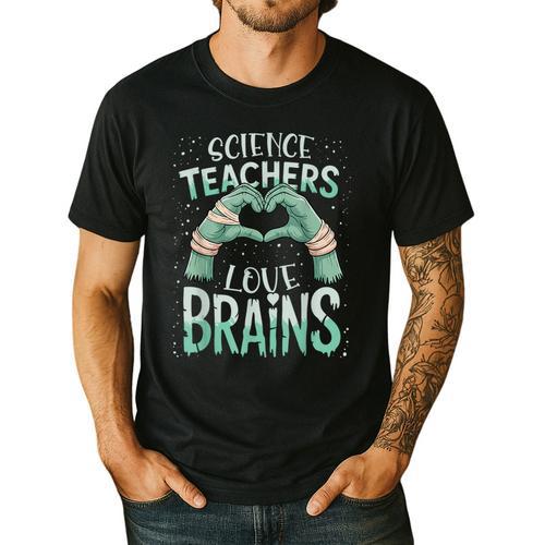 Halloween Teacher Tshirts Science Teachers Love Brains Men's Casual T-Shirt - teacherstshirts.com AU