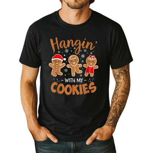 Hangin With My Cookies Gingerbread Women Christmas Teacher Men's Casual T-Shirt - teacherstshirts.com DE