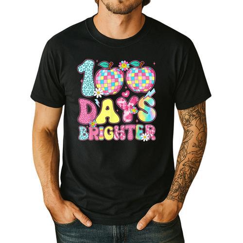 Happy 100th Day Of School 100 Days Brighter Teachers Kids Men's Casual T-Shirt - teacherstshirts.com UK