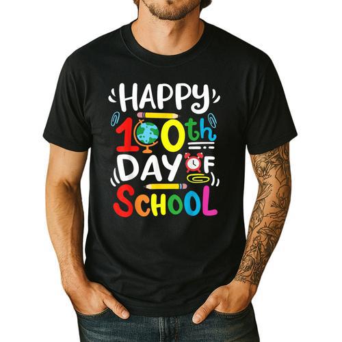 Happy 100th Day Of School 100 Days Of School Teacher Student Men's Casual T-Shirt - teacherstshirts.com