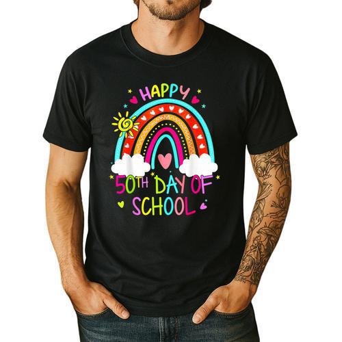 Happy 50th Days Of School Rainbow Teacher 50 Days Smarter Men's Casual T-Shirt - teacherstshirts.com AU