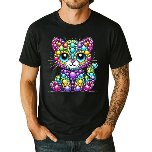 Happy Dot Day Colorful Polka Dot Cat Kitten Teachers Kids Men's Casual T-Shirt - teacherstshirts.com