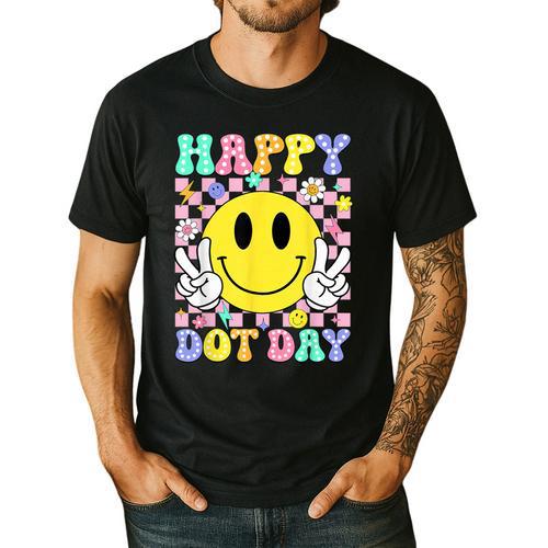 Happy Dot Day Shirts Teacher Student Girls Kids Smile Face Men's Casual T-Shirt - teacherstshirts.com CA
