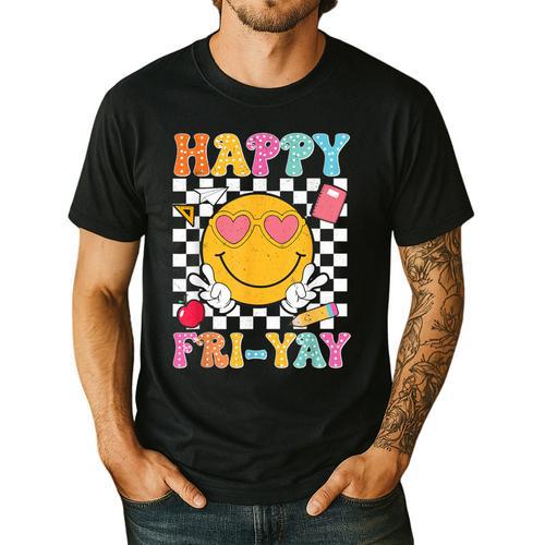 Happy Fri-Yay Groovy Teacher Friday Weekend Fri Yay Men's Casual T-Shirt - teacherstshirts.com AU