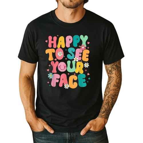 Happy To See Your Face Teacher Disco Ball Back To School Men's Casual T-Shirt - teacherstshirts.com AU