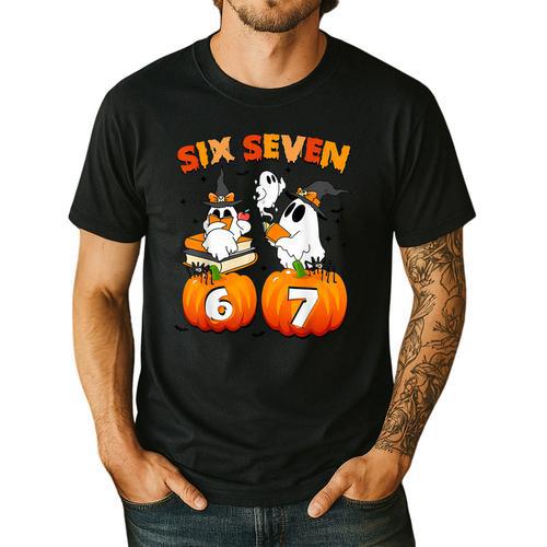 Haunted By 67 Boo Ghost Pumpkin Halloween Teacher Men's Casual T-Shirt - teacherstshirts.com DE