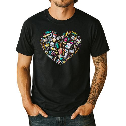Heart Shape Art Teacher And Painting Sketching Artist Men's Casual T-Shirt - teacherstshirts.com UK