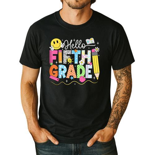 Hello Fifth Grade Team 5th Grade Back To School Teacher Kids Men's Casual T-Shirt - teacherstshirts.com CA