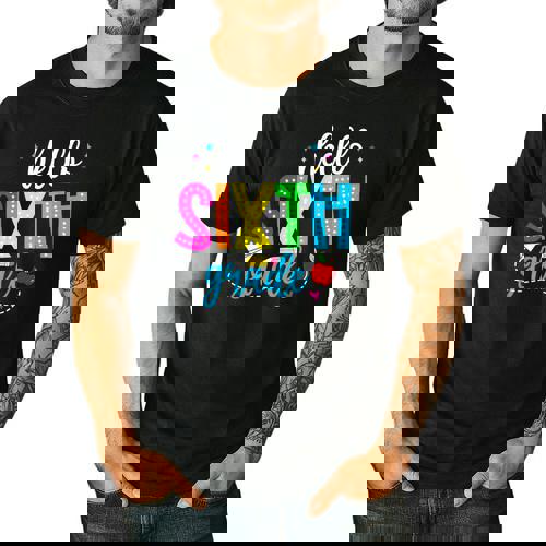 Hello Sixth Grade Cute Back To School 6th Grade Teacher Kids Men&#x27;s Casual T-Shirt - teacherstshirts.com