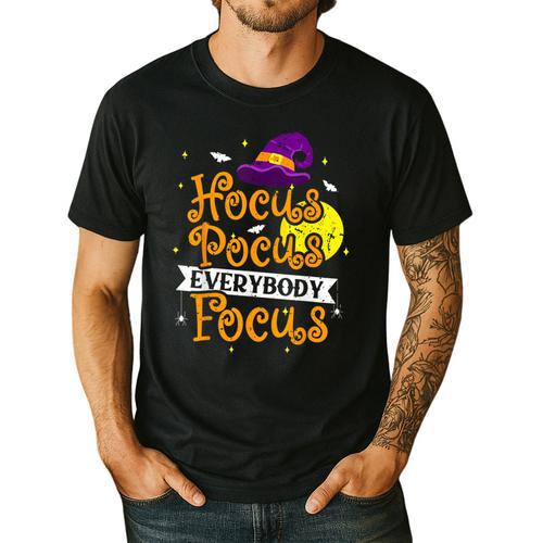 Hocus Pocus Everybody Focus Halloween Teacher Men Women Kids Men's Casual T-Shirt - teacherstshirts.com DE