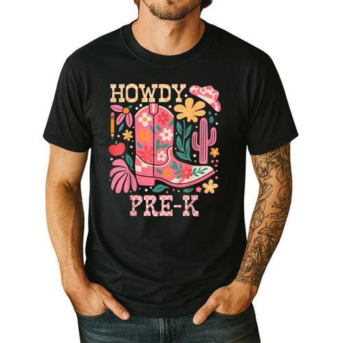 Howdy Pre-K Cowgirls Teacher Back To School Men's Casual T-Shirt - teacherstshirts.com AU
