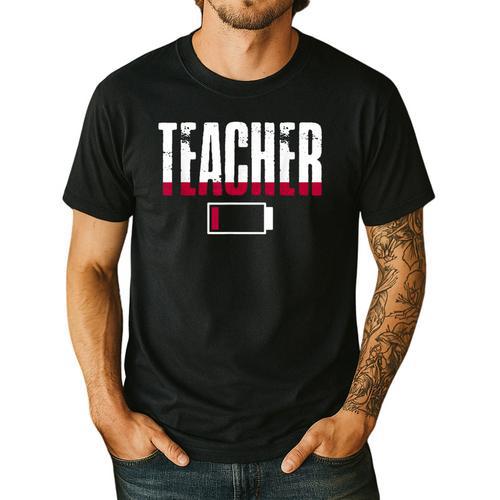 Humor Teacher Empty Battery Power Men Women Men's Casual T-Shirt - teacherstshirts.com AU