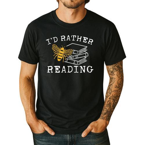 I'd Rather Bee Reading Teacher Librarian Book Lover Men's Casual T-Shirt - teacherstshirts.com