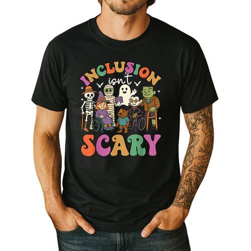Inclusion Isn't Scary Ghost Mummy Halloween SLP Sped Teacher Men's Casual T-Shirt - teacherstshirts.com AU