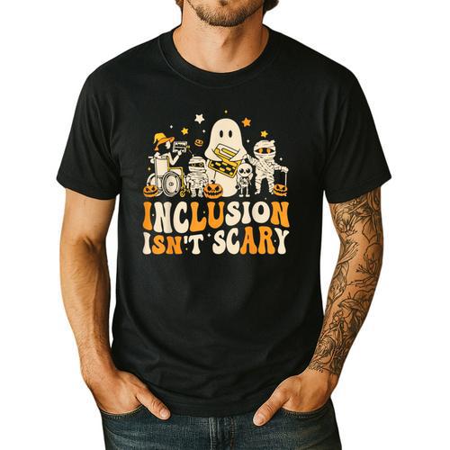 Inclusion Isn't Scary Mummy Boo Ghost Halloween SLP Teacher Men's Casual T-Shirt - teacherstshirts.com AU