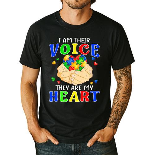 I Am Their Voice They Are My Heart Autism Awareness Teacher Men's Casual T-Shirt - teacherstshirts.com DE