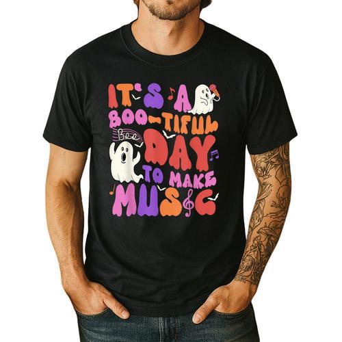 It's a Bootiful Day To Make Music Halloween Music Teacher Men's Casual T-Shirt - teacherstshirts.com