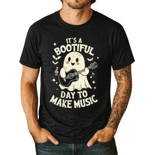 It's A Bootiful Day To Make Music Halloween Music Teacher Men's Casual T-Shirt - teacherstshirts.com