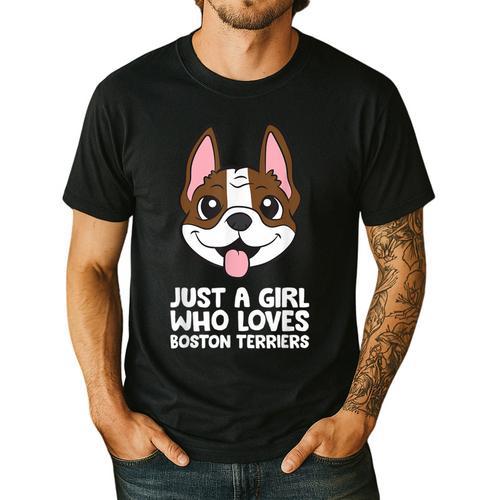 Just a Girl Who Loves Boston Terriers Men's Casual T-Shirt - Bostonterriersmerch.com