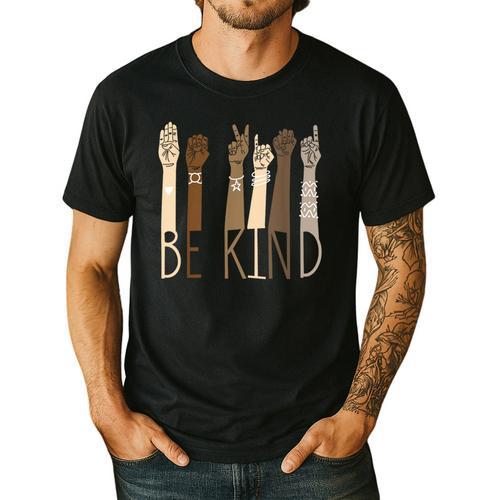 Be Kind Sign Language Hand Talking Teachers Interpreter ASL Men Women Men's Casual T-Shirt - teacherstshirts.com CA