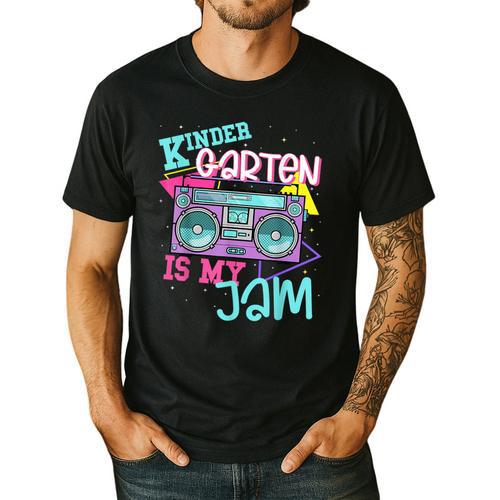 Kindergarten Is My Jam Cute Teacher Shirt 80's 90's Styl Men's Casual T-Shirt - teacherstshirts.com UK