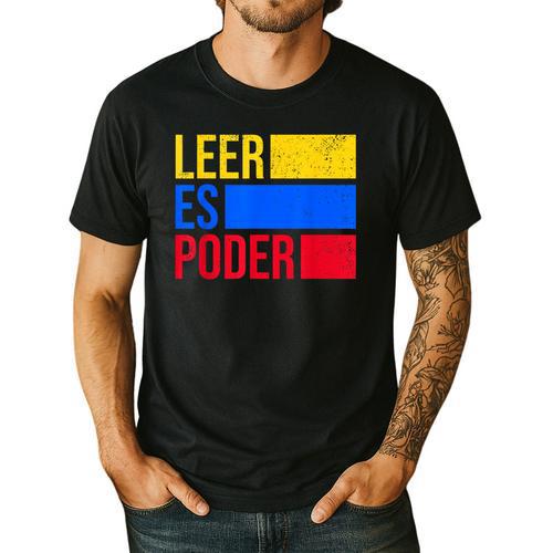 Leer Es Poder Colombian Spanish Teacher Maestra Colombia Men's Casual T-Shirt - teacherstshirts.com