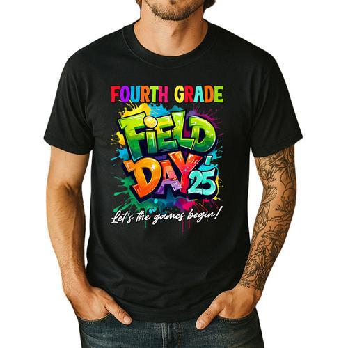 Let The Games Begin Fourth Grade Field Day 2025 Teacher Kid Men's Casual T-Shirt - teacherstshirts.com