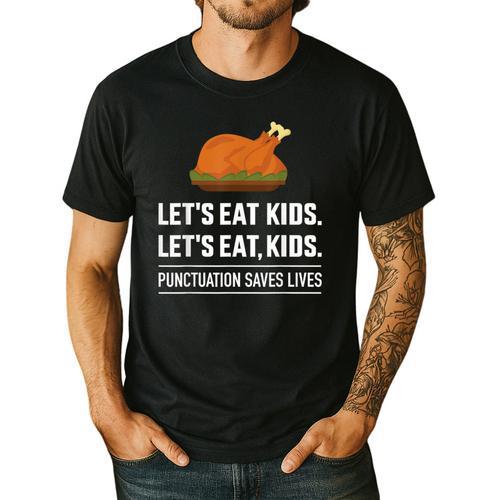 Let's Eat Kids Grammar For Thanksgiving Teacher Men's Casual T-Shirt - teacherstshirts.com