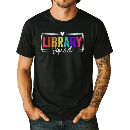 Library Squad Team Librarian Teacher Book Lover Men's Casual T-Shirt - teacherstshirts.com