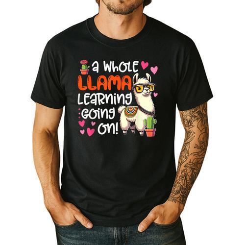 Llama Learning Teachers Students Alpaca Lover Back To School Men's Casual T-Shirt - teacherstshirts.com AU