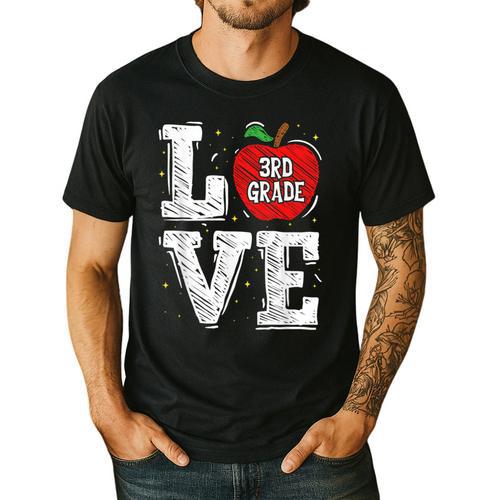 LOVE Apple 3rd Grade Teacher Student School Men's Casual T-Shirt - teacherstshirts.com AU