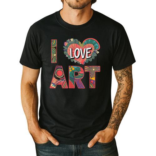 I Love Art Artist Painter Colorful Painting Art Teacher Men's Casual T-Shirt - teacherstshirts.com UK