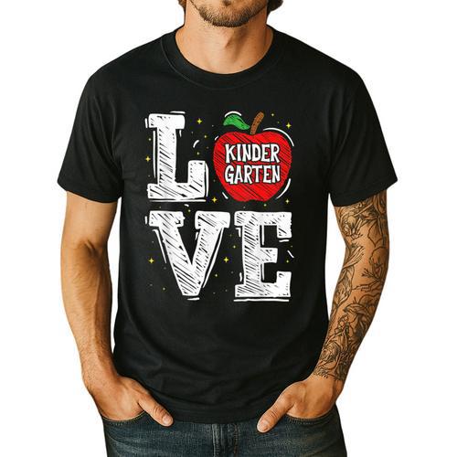 LOVE Kindergarten Teacher Student School Apple Men's Casual T-Shirt - teacherstshirts.com AU