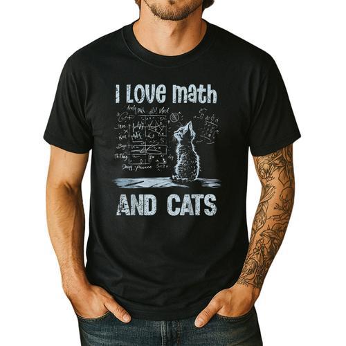I Love Math And Cats Cat Lover Science Teacher Student Men's Casual T-Shirt - teacherstshirts.com UK