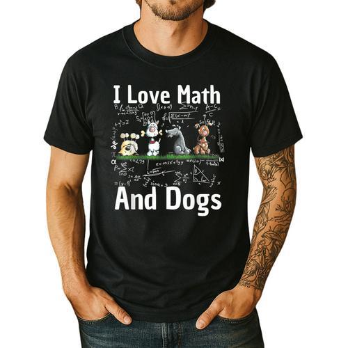 I Love Maths And Dogs Puppy Dog Lover Teacher Student Men's Casual T-Shirt - teacherstshirts.com DE