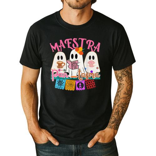 Maestra Pantasmas Conchas Teacher Mexican Halloween Men's Casual T-Shirt - teacherstshirts.com UK