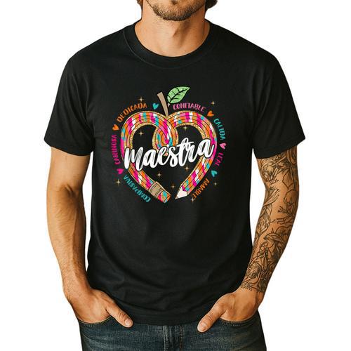 Maestra Pencil Spanish Teacher Bilingual 100 Days Of School Men's Casual T-Shirt - teacherstshirts.com AU