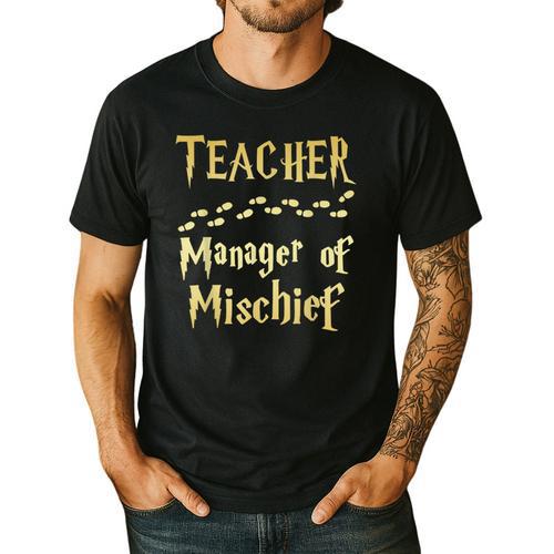 Magical Teacher Manager Of Mischief Birthday Family Party Men's Casual T-Shirt - teacherstshirts.com