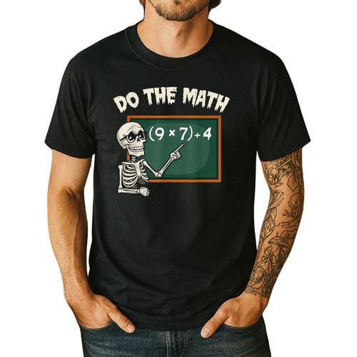 Do The Math 67 Meme Joke Halloween Skeleton Math Teacher Men's Casual T-Shirt - teacherstshirts.com AU