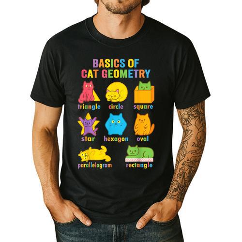 Math Cat Geometry Back To School Mathematics Teacher Men's Casual T-Shirt - teacherstshirts.com UK